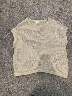 Blu Pepper Beige Open-Weave Crewneck Sweater Vest